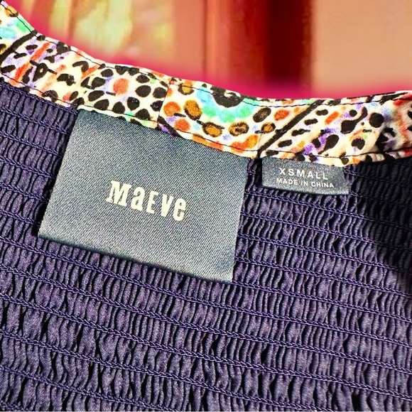 NWOT Maeve by Anthropologie Smocked Button Up ‘Tiled Amethyst’ Dress Size XS - Picture 5 of 16